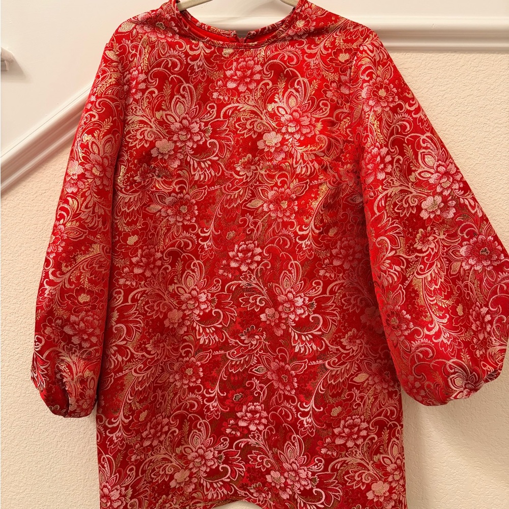 Elegant Red Floral Women's Blouse